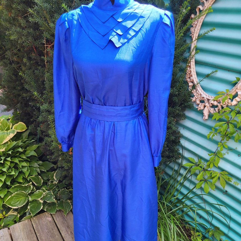 Vintage Royal Blue Vintage Dress with Belt (size: 10)